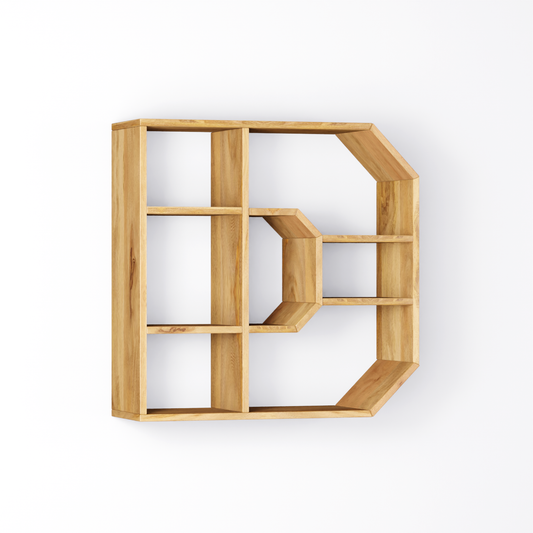 Bookshelf Alphabet "D" In Mango Wood Natural Polish Shade For  Books & Decor