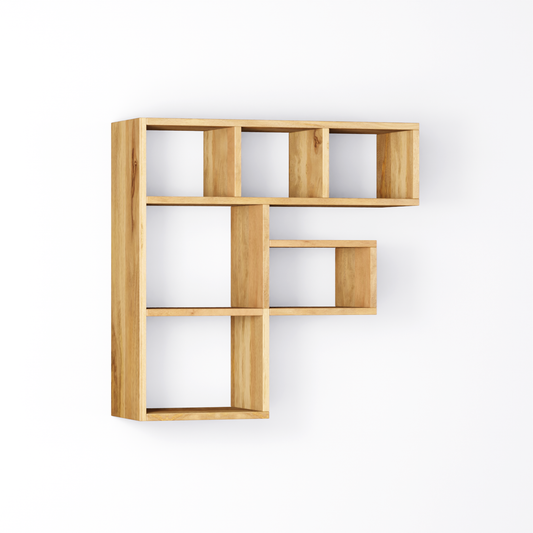 Bookshelf Alphabet "F" In Mango Wood Natural Polish Shade For  Books & Decor