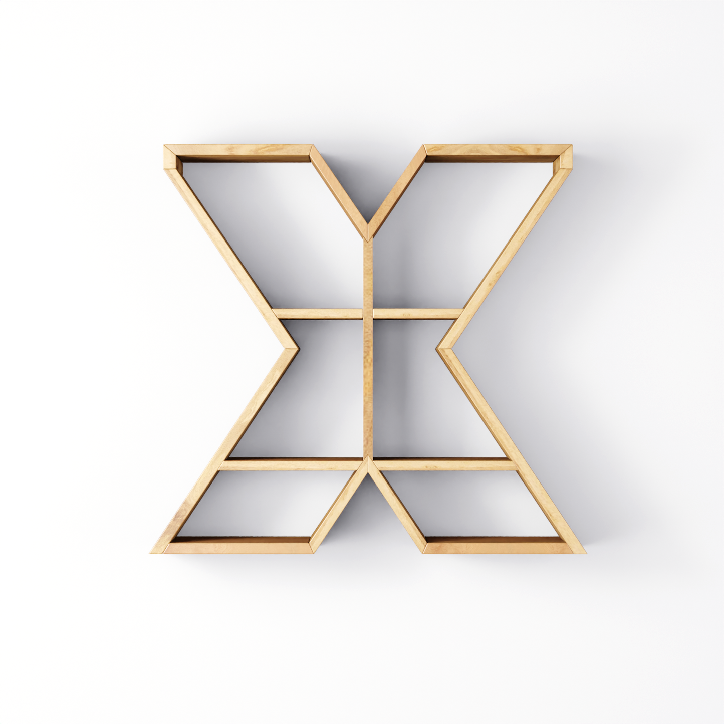 Bookshelf Alphabet "X" In Mango Wood Natural Polish Shade For  Books & Decor