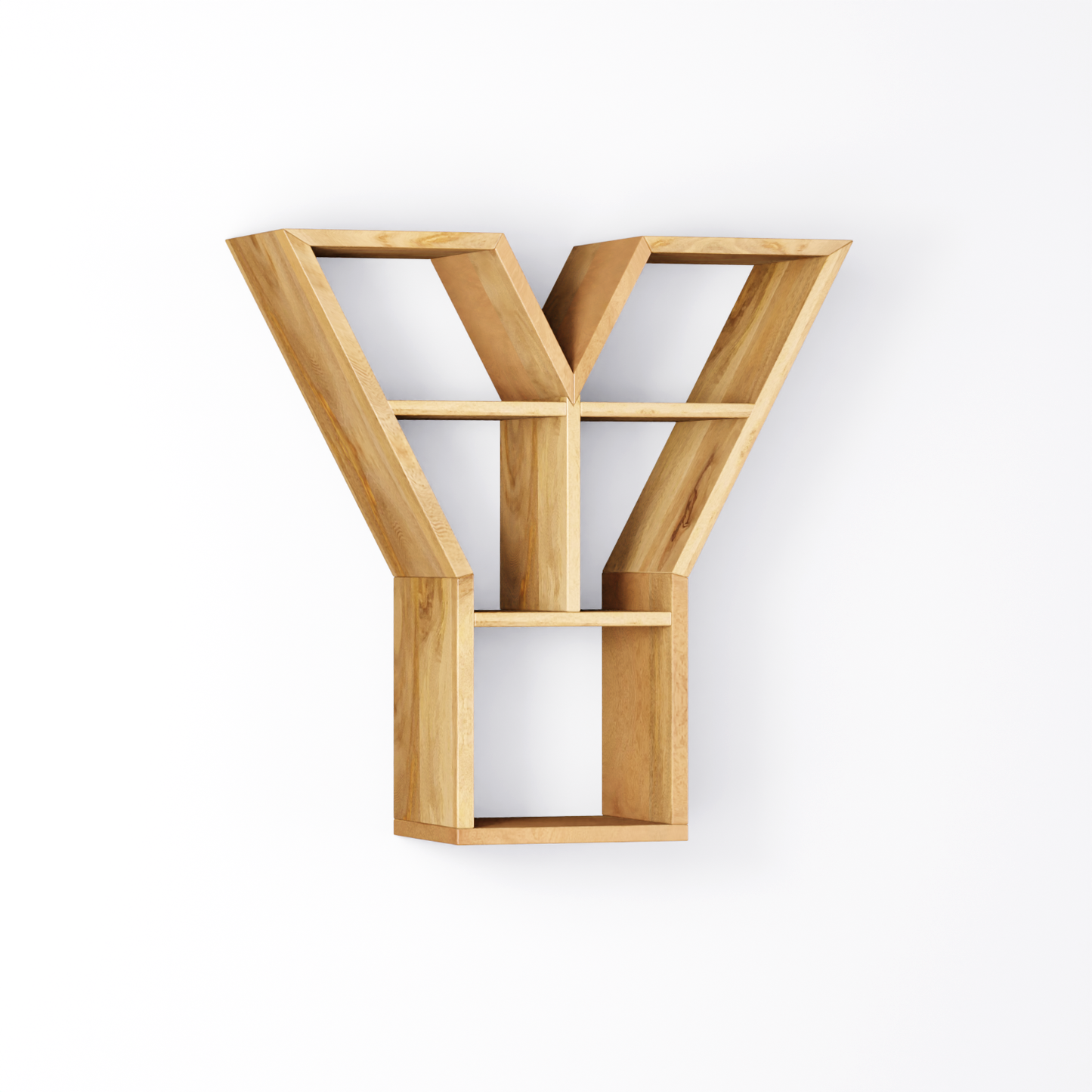 Bookshelf Alphabet "Y" In Mango Wood Natural Polish Shade For  Books & Decor