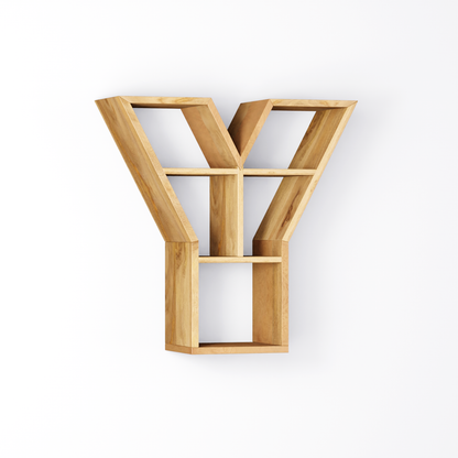 Bookshelf Alphabet "Y" In Mango Wood Natural Polish Shade For  Books & Decor