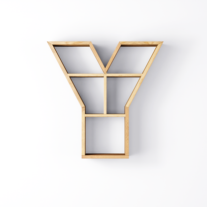 Bookshelf Alphabet "Y" In Mango Wood Natural Polish Shade For  Books & Decor