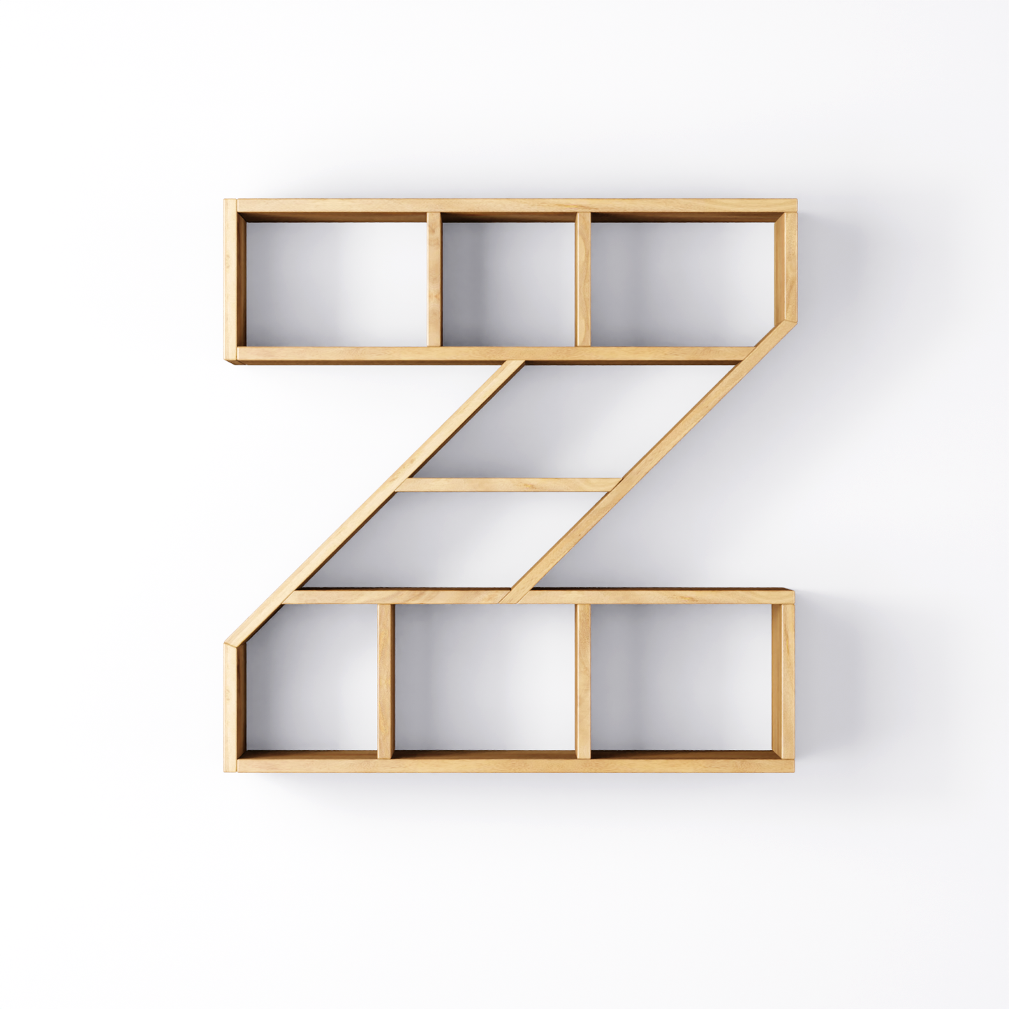 Bookshelf Alphabet "Z" In Mango Wood Natural Polish Shade For  Books & Decor