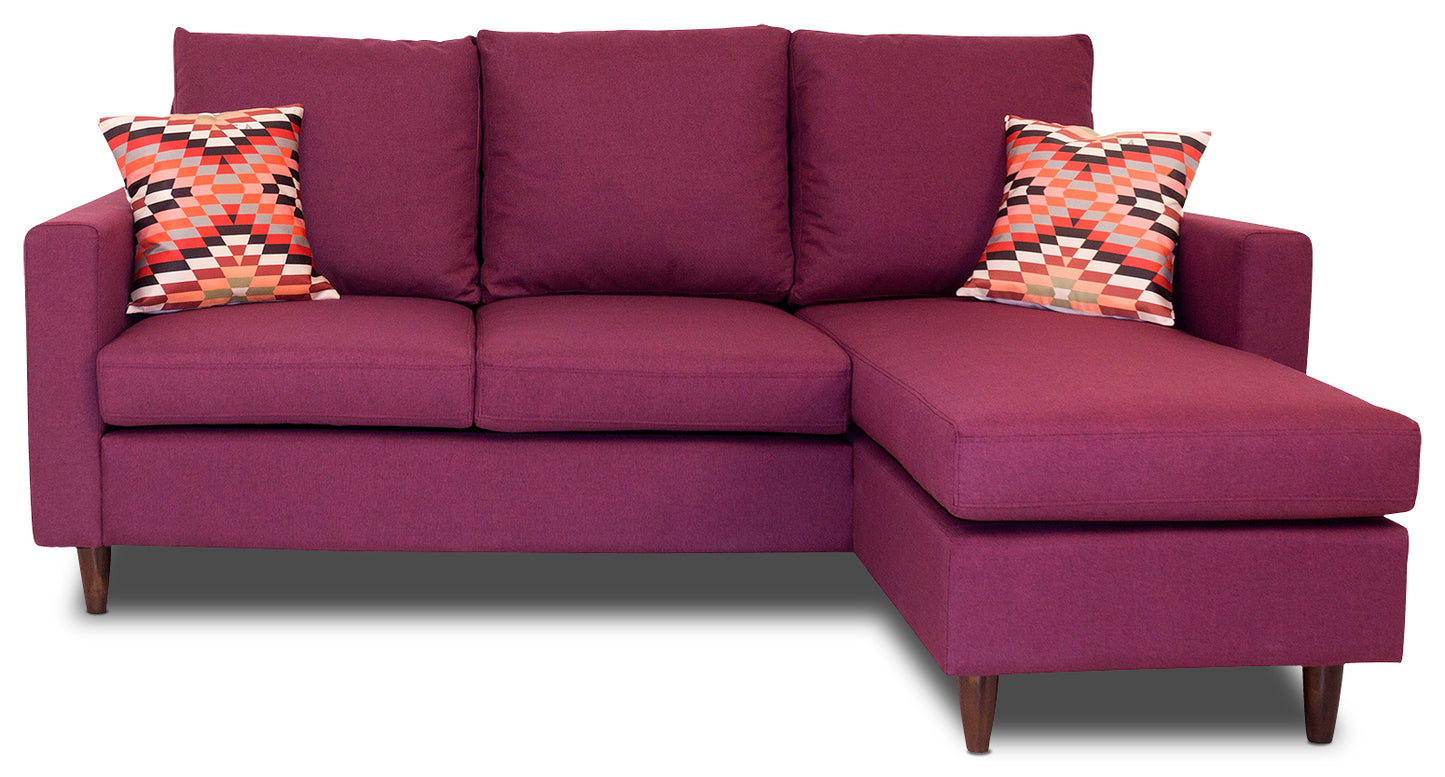 Ambrose - Burgandy Fabric Sectional Sofa Bed (2 Seater + Lounge)