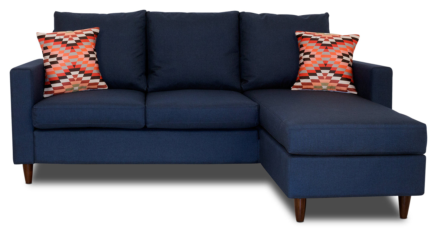 Ambrose - Fabric Sectional Sofa Bed (2 Seater + Lounger) - Blue