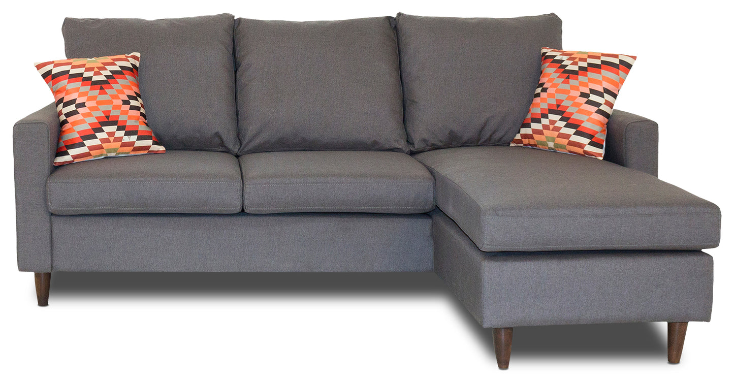 Ambrose - Grey Fabric Sectional Sofa Bed 2 Seater + Lounge