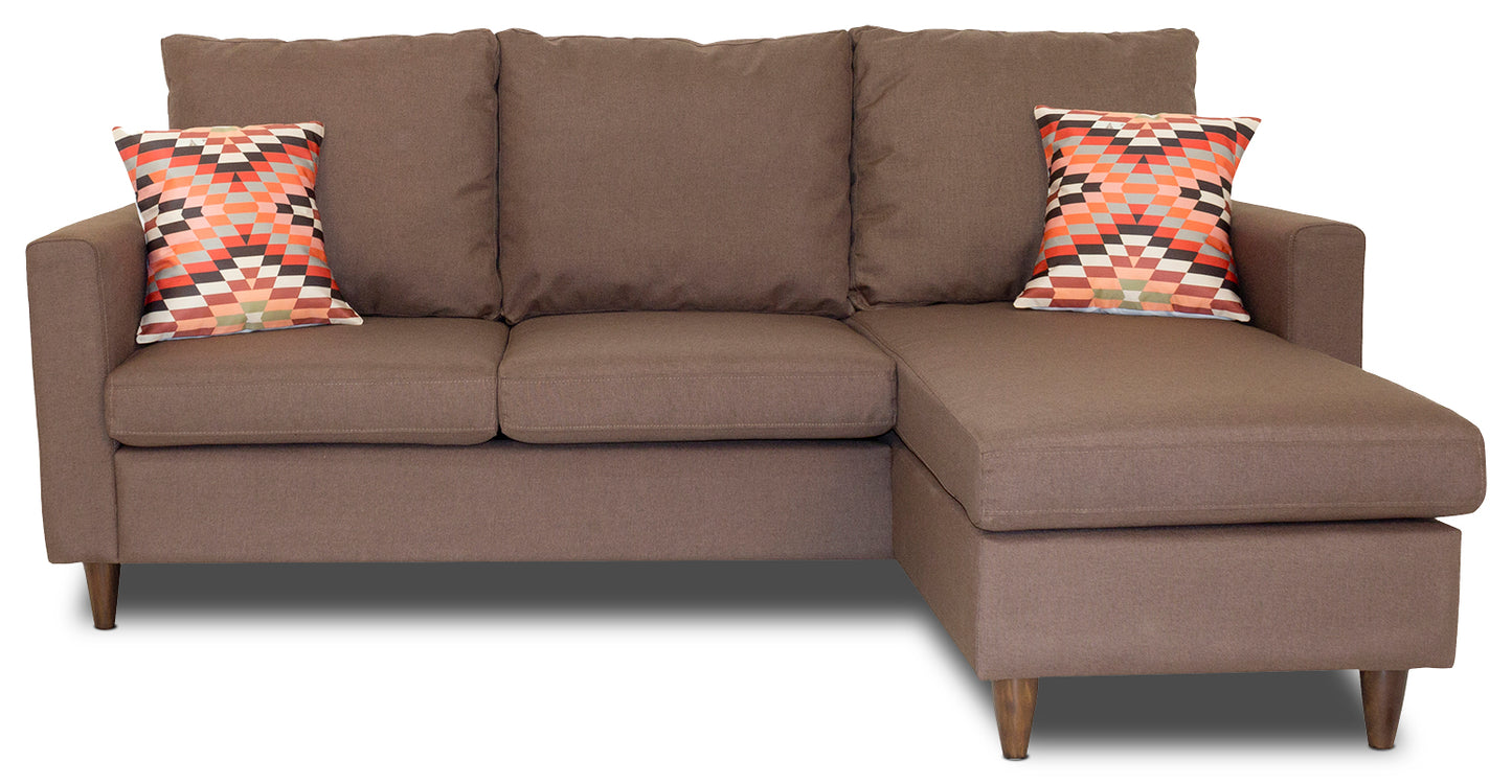 Ambrose - Brown Fabric Sectional Sofa Bed (2 Seater + Lounge)