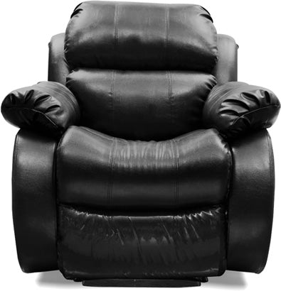 Midas - Leatherite Manual Push Back Recliner - Tarmac Black