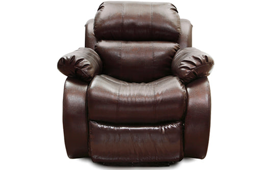 Inesh - Leatherite Manual Push Back Recliner - Wine Red