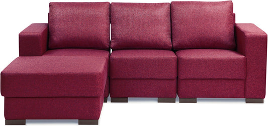 Estilio - Cranberry Maroon Fabric Modular Sofa 1LH-1RH-1C-1P