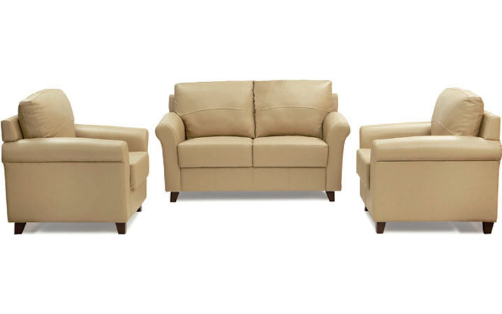 Harmony - Brunette Ivory Leatherite Sofa (2-1-1 Sofa Combo)