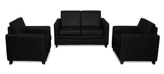 Symphony - Tarmac Black Leatherite Sofa (2-1-1 Sofa Combo)