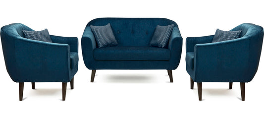 Iris - Chestnut Fabric Sofa (2+1+1) - Blue