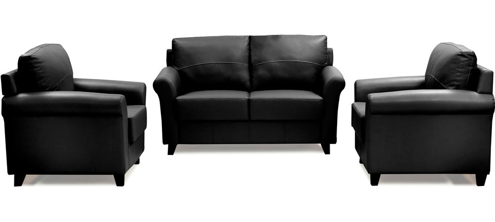 Harmony - Tarmac Black Leatherite Sofa Set 2-1-1