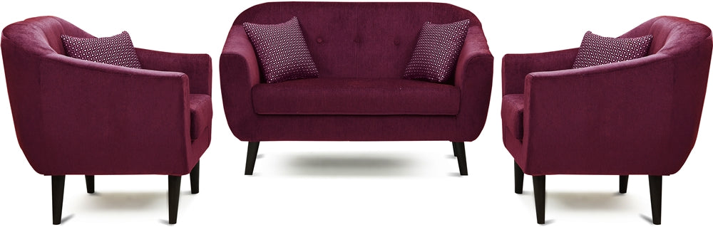 Iris - Chestnut Fabric Sofa (2+1+1) - Maroon