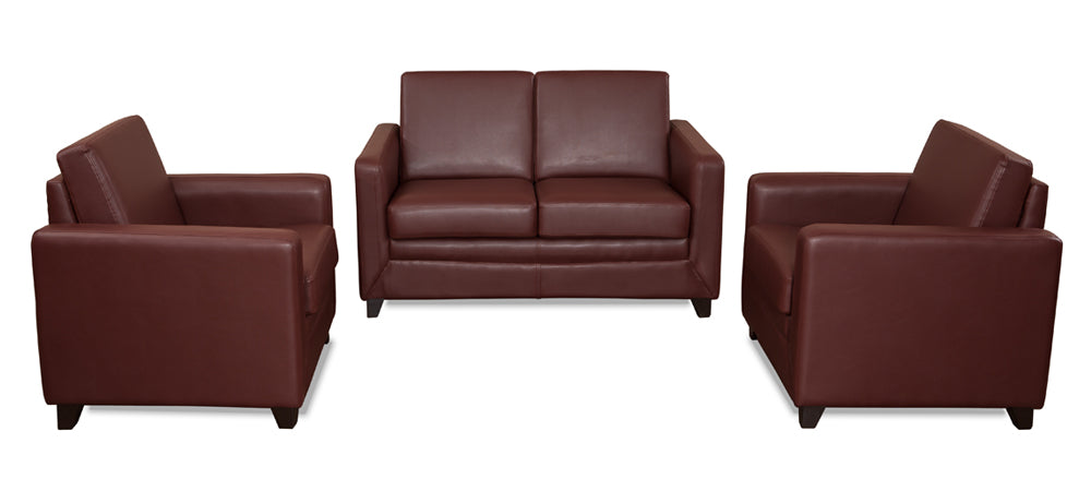 Symphony - Wine Red Leatherite Sofa (2-1-1 Sofa Combo)