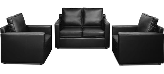 Synergy - Tarmac Black Leatherite Sofa (2-1-1 Sofa Combo)