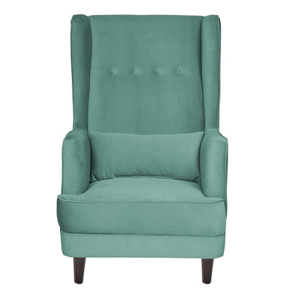 Mabel Tufted Wing Chair Solid Wood Living Room Chair- Sea Green