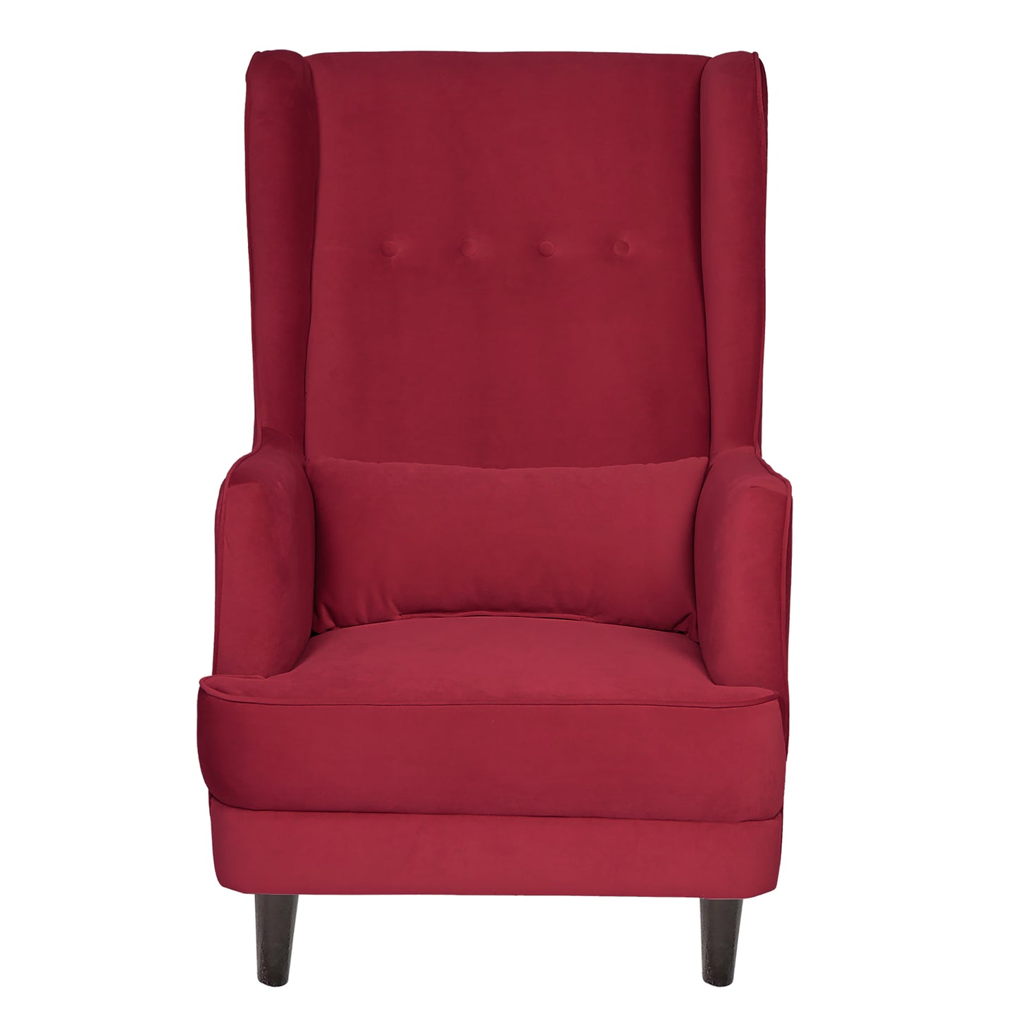 Mabel Tufted Wing Chair Solid Wood Living Room Chair- Maroon