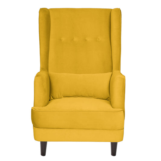 Mabel Tufted Wing Chair Solid Wood Living Room Chair- Yellow