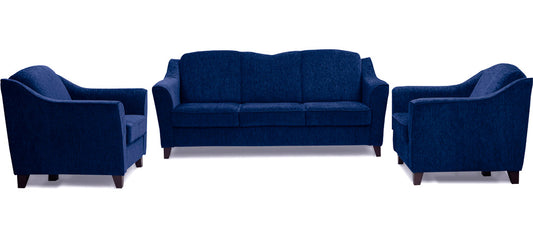 Crescent - Midnight Blue Fabric Sofa Set 3-1-1