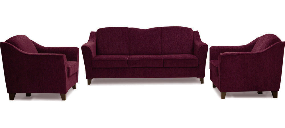 Crescent - Dark Berry Fabric Sofa Set 3-1-1