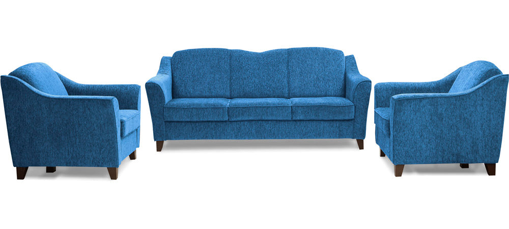 Crescent - Persian Blue Fabric Sofa Set 3-1-1