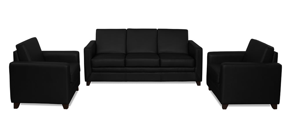 Symphony - Tarmac Black Leatherite Sofa (3-1-1 Sofa Combo)