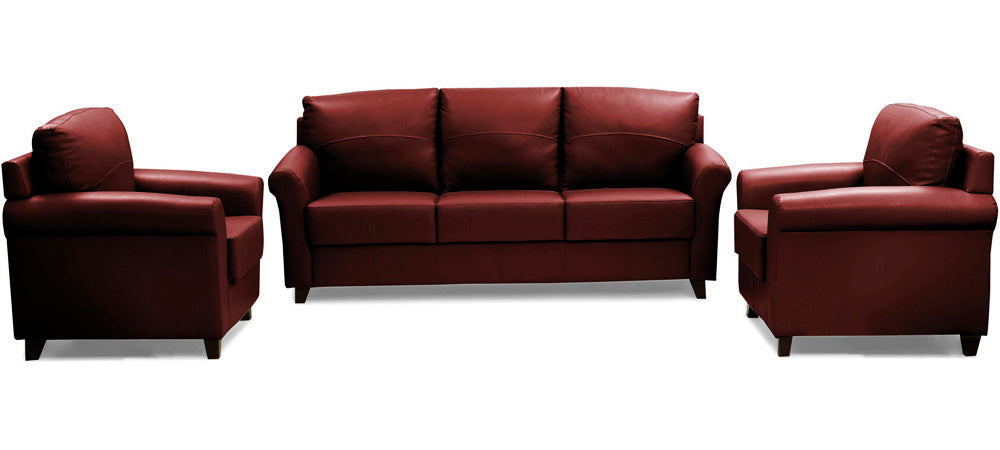 Harmony - Garnet Cherry Leatherite Sofa Set 3-1-1