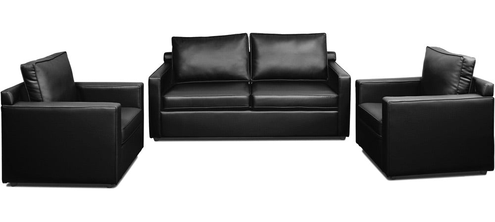 Synergy - Tarmac Black Leatherite Sofa (3-1-1 Sofa Combo)