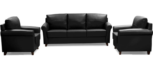 Harmony - Tarmac Black Leatherite Sofa Set 3-1-1