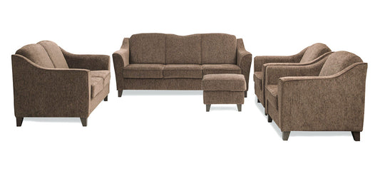 Crescent - Chestnut Brown Fabric Sofa Set with Pouf 3-2-1-1