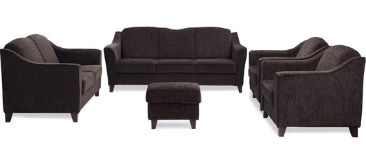 Cresecent - Earth Brown Fabric Sofa (3-2-1-1- Pouffe Sofa Combo)