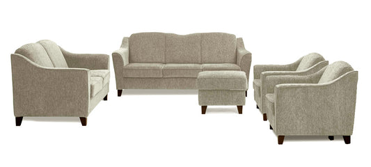 Cresecent - Ash Grey Fabric Sofa (3-2-1-1- Pouffe Sofa Combo)