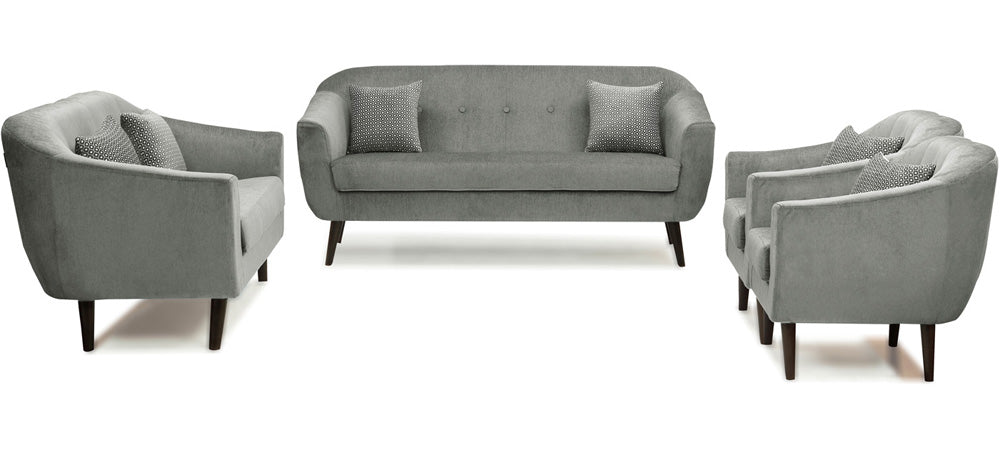 Iris - Chestnut Fabric Sofa 3-2-1-1 Sofa Set - Grey