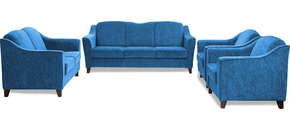 Cresecent - Persian Blue Fabric Sofa (3-2-1-1 Sofa Combo)