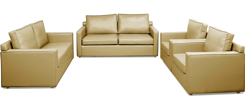 Synergy - Camel Cord Leatherite 3-2-1-1 Sofa Combo