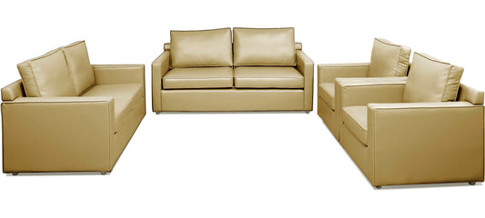 Synergy - Camel Cord Leatherite 3-2-1-1 Sofa Combo