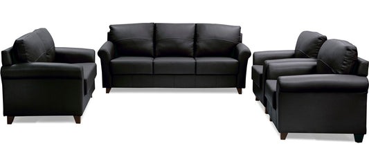 Harmony - Tarmac Black Leatherite Sofa (3-2-1-1 Sofa Combo)