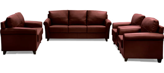 Harmony - Garnet Cherry Leatherite Sofa (3-2-1-1 Sofa Combo)