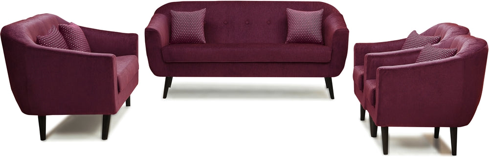 Iris - Chestnut Fabric Sofa 3-2-1-1 Sofa Set - Maroon