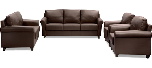 Harmony - Wine Red Leatherite Sofa (3-2-1-1 Sofa Combo)