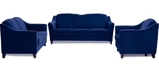 Crescent - Midnight Blue Fabric Sofa Set 3-2-1