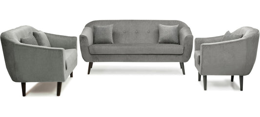 Iris - Chestnut Fabric Sofa 3-2-1 Sofa Set - Grey