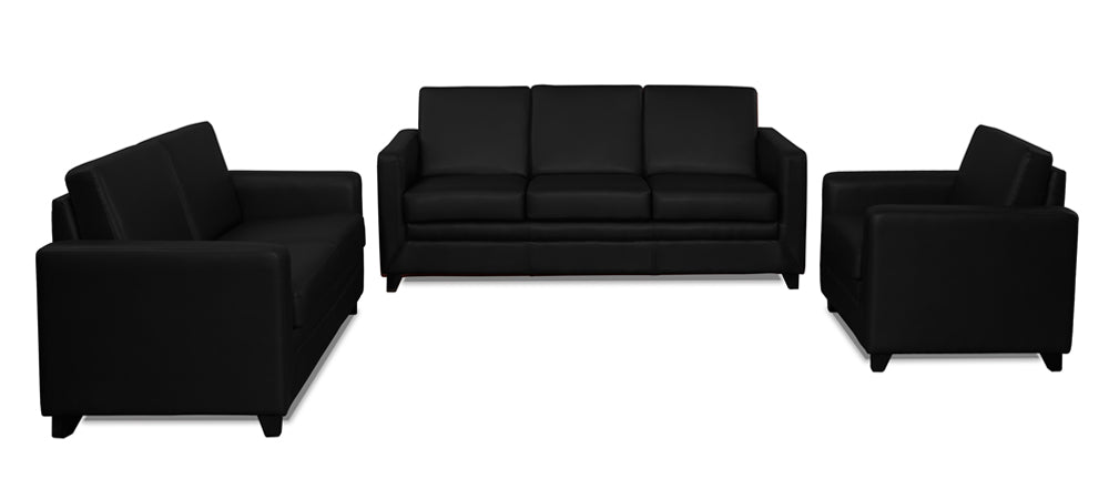 Symphony - Tarmac Black Leatherite Sofa (3-2-1 Sofa Combo)