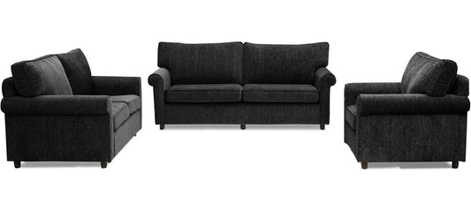 Muse - Muse Fabric Sofa 3-2-1 Sofa Set - Black