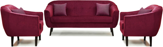 Iris - Chestnut Fabric Sofa 3-2-1 Sofa Set - Maroon