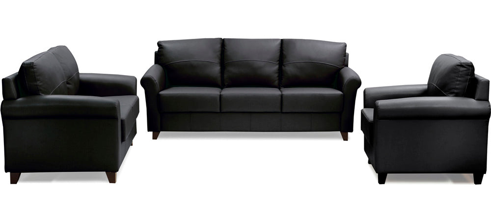 Harmony - Tarmac Black Leatherite Sofa (3-2-1 Sofa Combo)