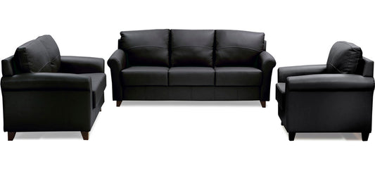 Harmony - Tarmac Black Leatherite Sofa Set 3-2-1