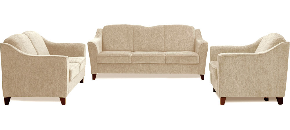 Crescent - Canvas Beige Fabric Sofa Set 3-2-1